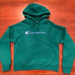 Champion Women's Hoodie Green Size S